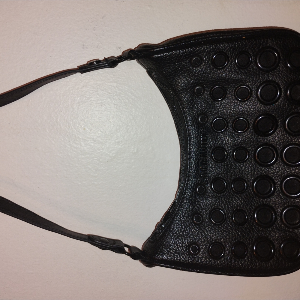 Black Studded Leather Shoulder Bag